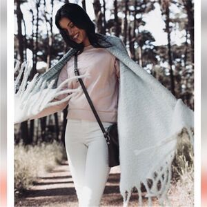 Ladies Mer Sea Brand Large Fringe‎ Blanket Scarf Ombre Green/Blue